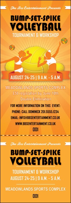 Volleyball Sun Rays Event Ticket Product Front