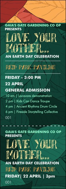 Earth Day Event Organic Ticket Product Front