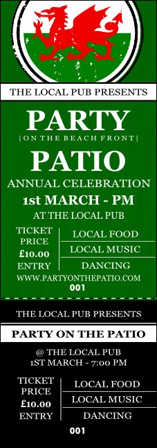 Welsh Flag Event Ticket Event Ticket Product Front