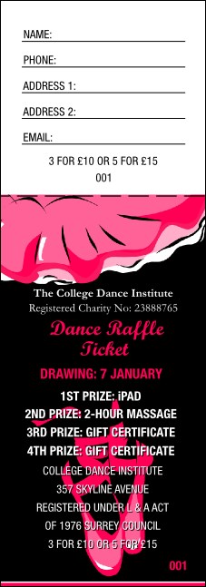 Dance Recital Raffle Ticket Product Front