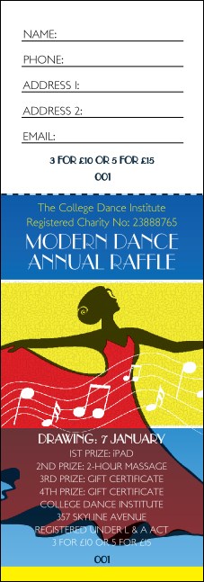 Dance Festival Raffle Ticket Product Front