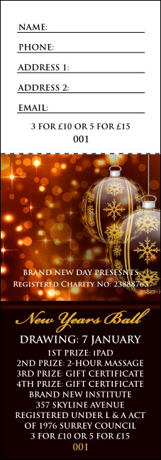 Golden Ornament Raffle Ticket Product Front