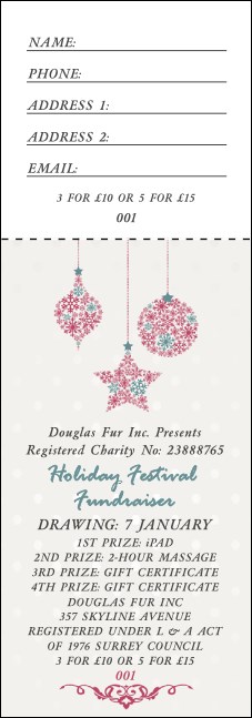 Snowflake Ornament Raffle Ticket Product Front