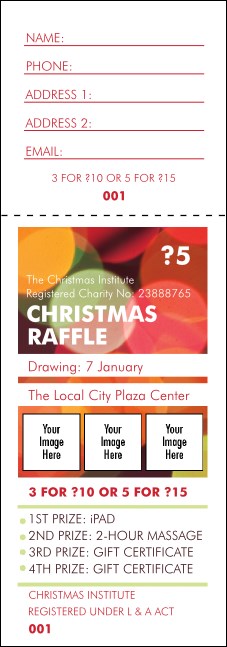 Holiday Lights Raffle Ticket Product Front