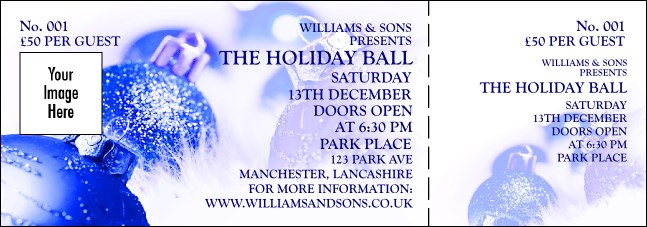 Christmas Ball Blue Event Ticket Product Front