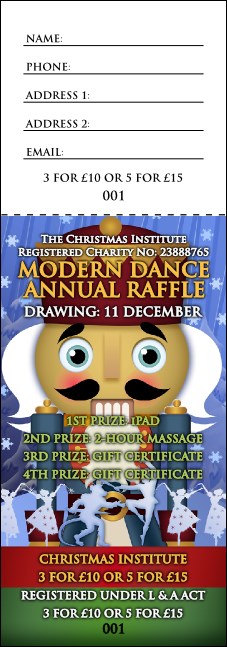 Nutcracker Ballet Raffle Ticket Product Front