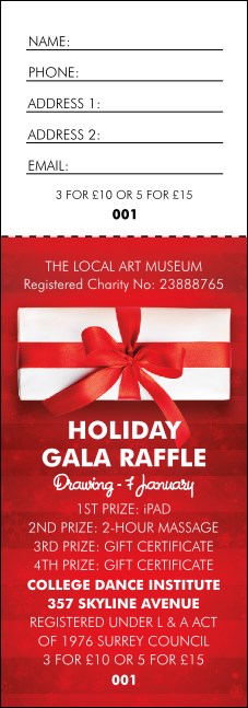 Holiday Gift Raffle Ticket Product Front