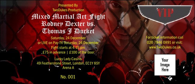 Mixed Martial Arts Red VIP Ticket Product Front