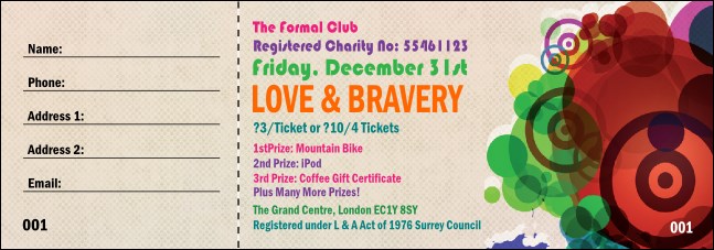 Colour Circles Raffle Ticket Product Front