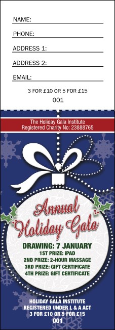 Holiday Ornament Raffle Ticket Product Front