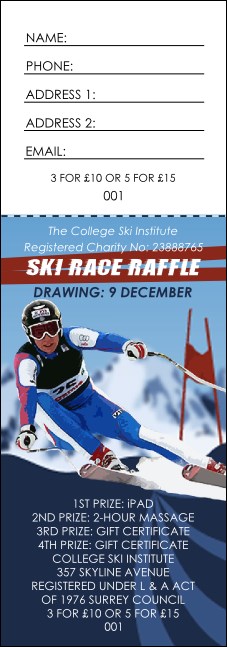 Ski Race Raffle Ticket Product Front