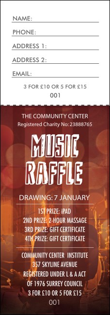 Alternative Music Raffle Ticket Product Front