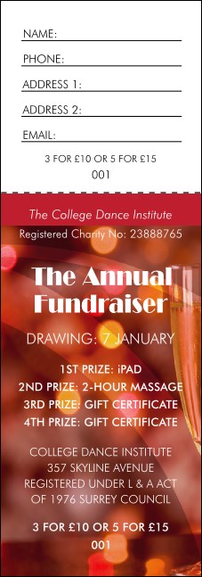 Champagne Lights Raffle Ticket Product Front