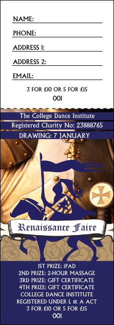 Renaissance Fair Armor Raffle Ticket Product Front