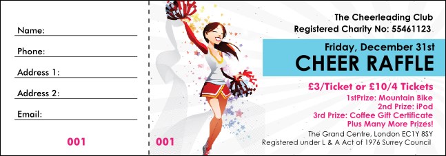 Cheerleading Spirit Raffle Ticket Product Front