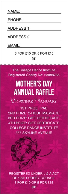 Stylish Rose Raffle Ticket Product Front