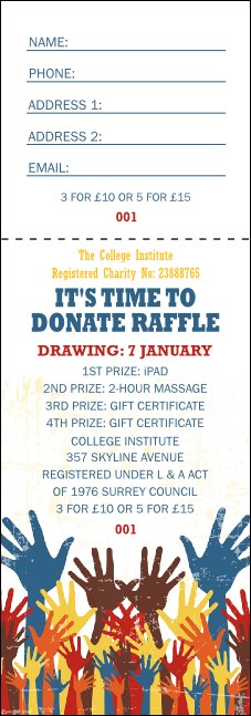 Fundraising Hands Raffle Ticket