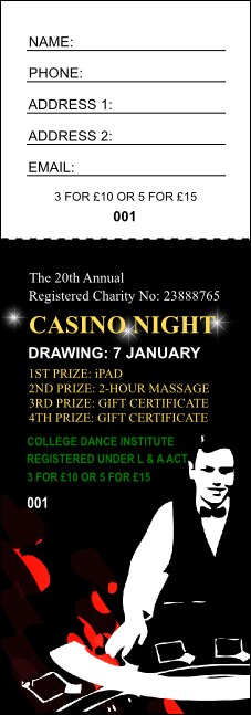 Casino Dealer Raffle Ticket Product Front