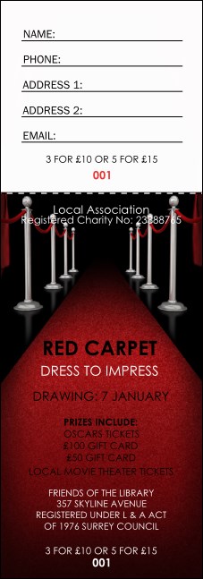 Red Carpet Raffle Ticket Product Front