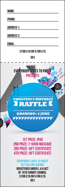 Birthday Geometric Raffle Ticket Product Front