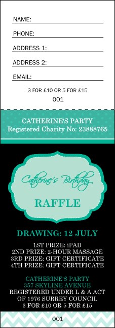 Happy Birthday Chevron Raffle Ticket Product Front