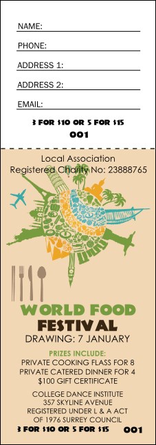 Food Festival Raffle Ticket Product Front