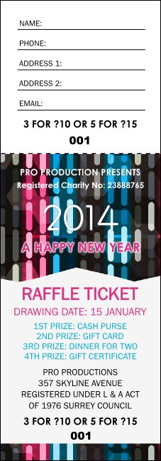 Year Neon Lights Raffle Ticket Product Front