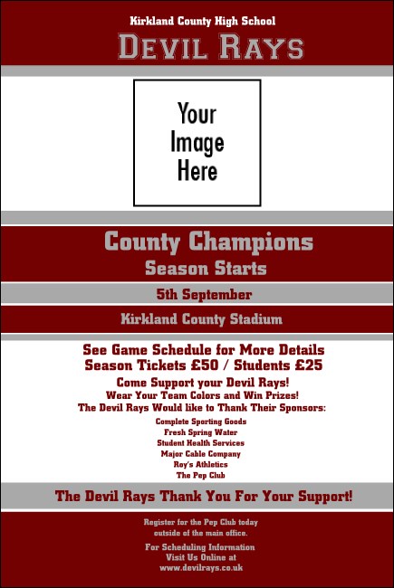 Sports Poster 001 in Maroon and Silver Product Front