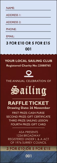 Sailing Raffle Ticket Product Front