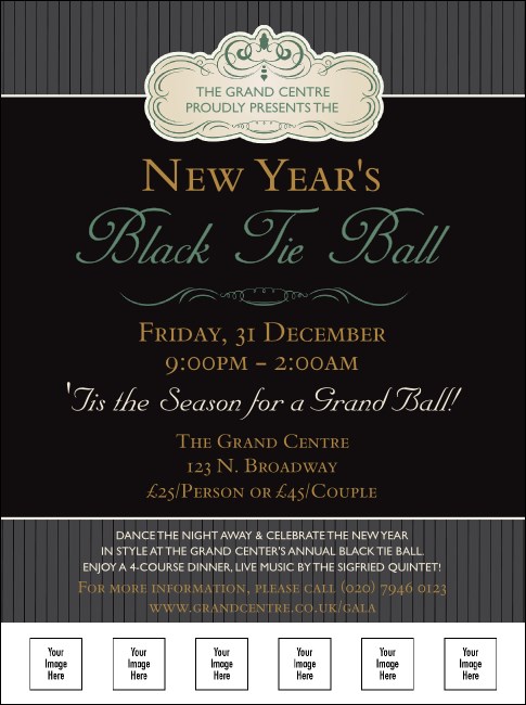 Classic Black Pinstripe Logo Flyer Product Front