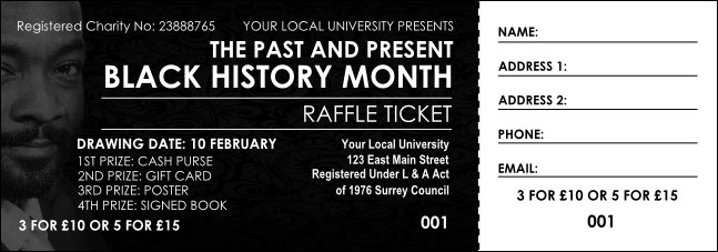 Black History Month Raffle Ticket Product Front