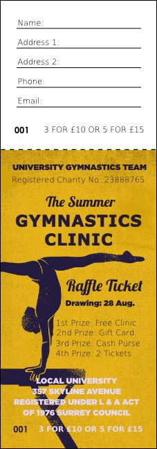 Gymnastics Raffle Ticket Product Front