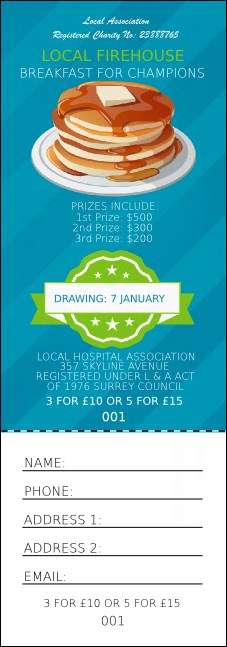Pancake Breakfast Raffle Ticket Product Front