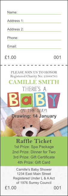 Baby Shower Teddy Raffle Ticket Product Front