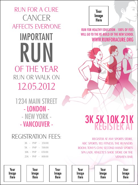 Run for a Cure Pink Logo Flyer Product Front
