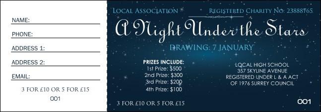 Star Theme Raffle Ticket Product Front