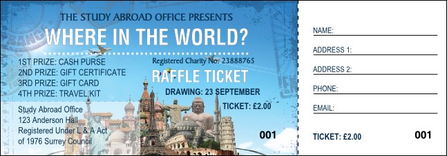 World Travel Raffle Ticket Product Front