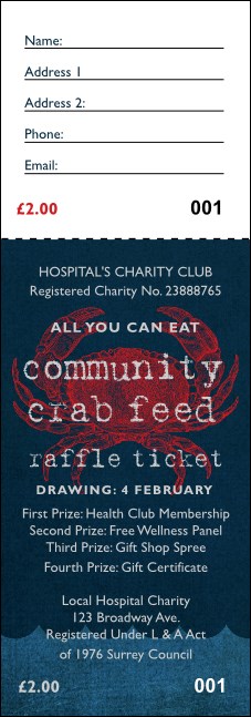 Crab Dinner Raffle Ticket Product Front