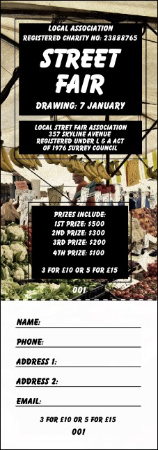 Street Fair Market Raffle Ticket Product Front