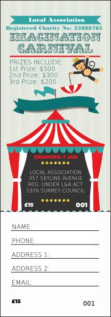 Carnival Monkey Raffle Ticket Product Front