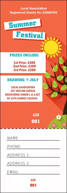 Summer Cut Paper Raffle Ticket Product Front