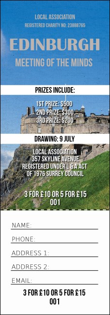 Edinburgh Raffle Ticket Product Front