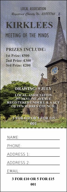 Kirklees Raffle Ticket Product Front