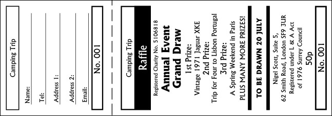 All Purpose Raffle Ticket 005 Product Front