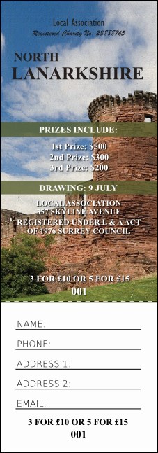 North Lanarkshire Raffle Ticket Product Front