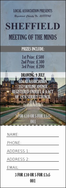 Sheffield Raffle Ticket Product Front