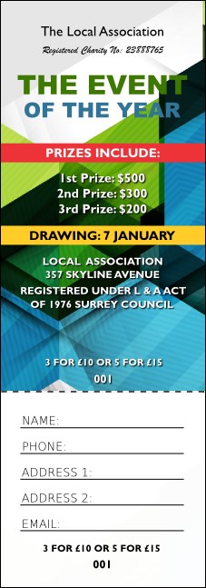 All Purpose Hex Raffle Ticket Product Front