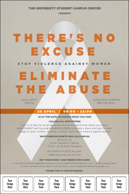 White Ribbon Logo Poster Product Front