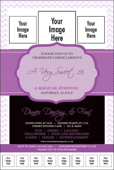 Sweet Sixteen Purple Chevron Logo Poster Product Front
