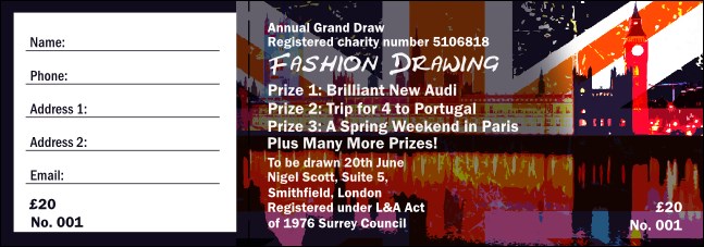 London Raffle Ticket Product Front